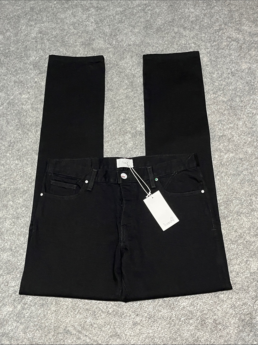 NEW Triarchy Slim Straight Black Button Fly Jeans